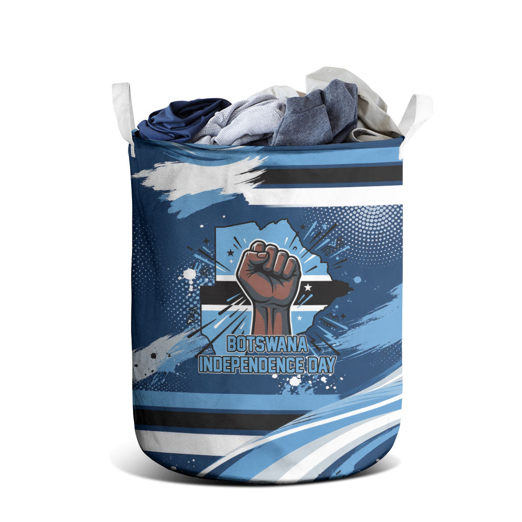 Botswana Independence Day Laundry Basket Raised Fist Map Graphic With National Coat Of Arms