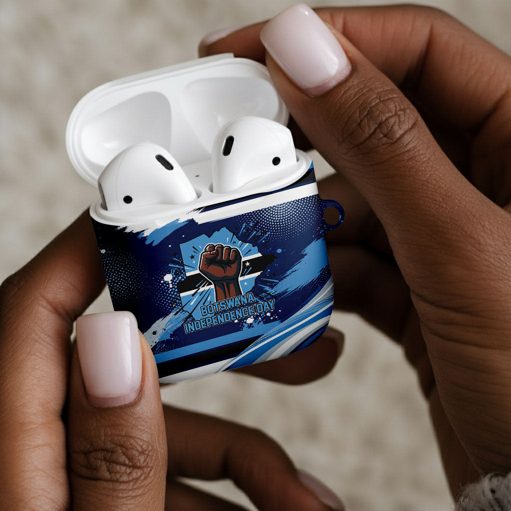 Botswana Independence Day AirPods Case Raised Fist Map Graphic With National Coat Of Arms