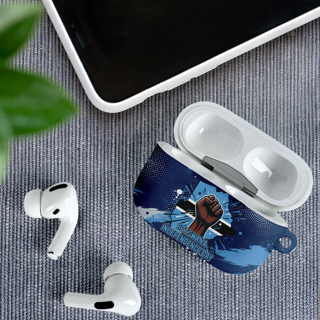 Botswana Independence Day AirPods Case Raised Fist Map Graphic With National Coat Of Arms