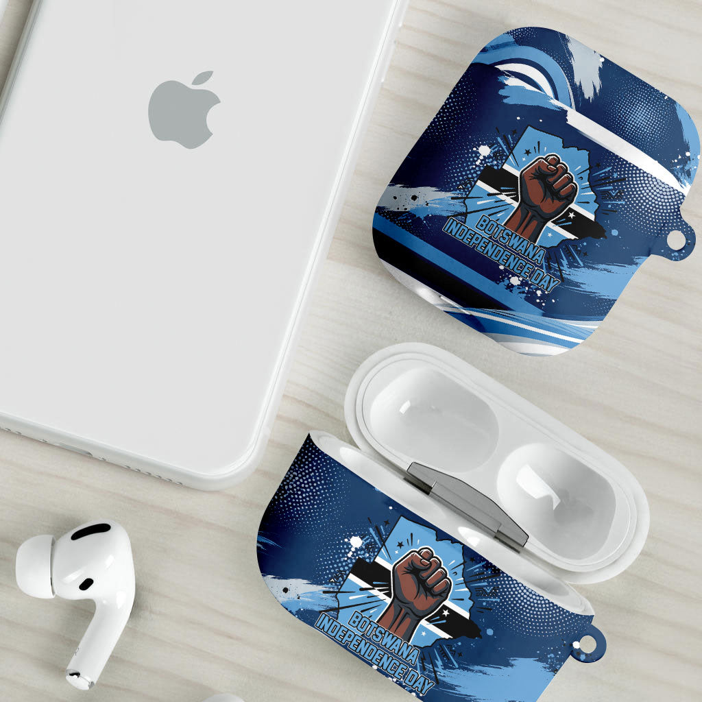 Botswana Independence Day AirPods Case Raised Fist Map Graphic With National Coat Of Arms