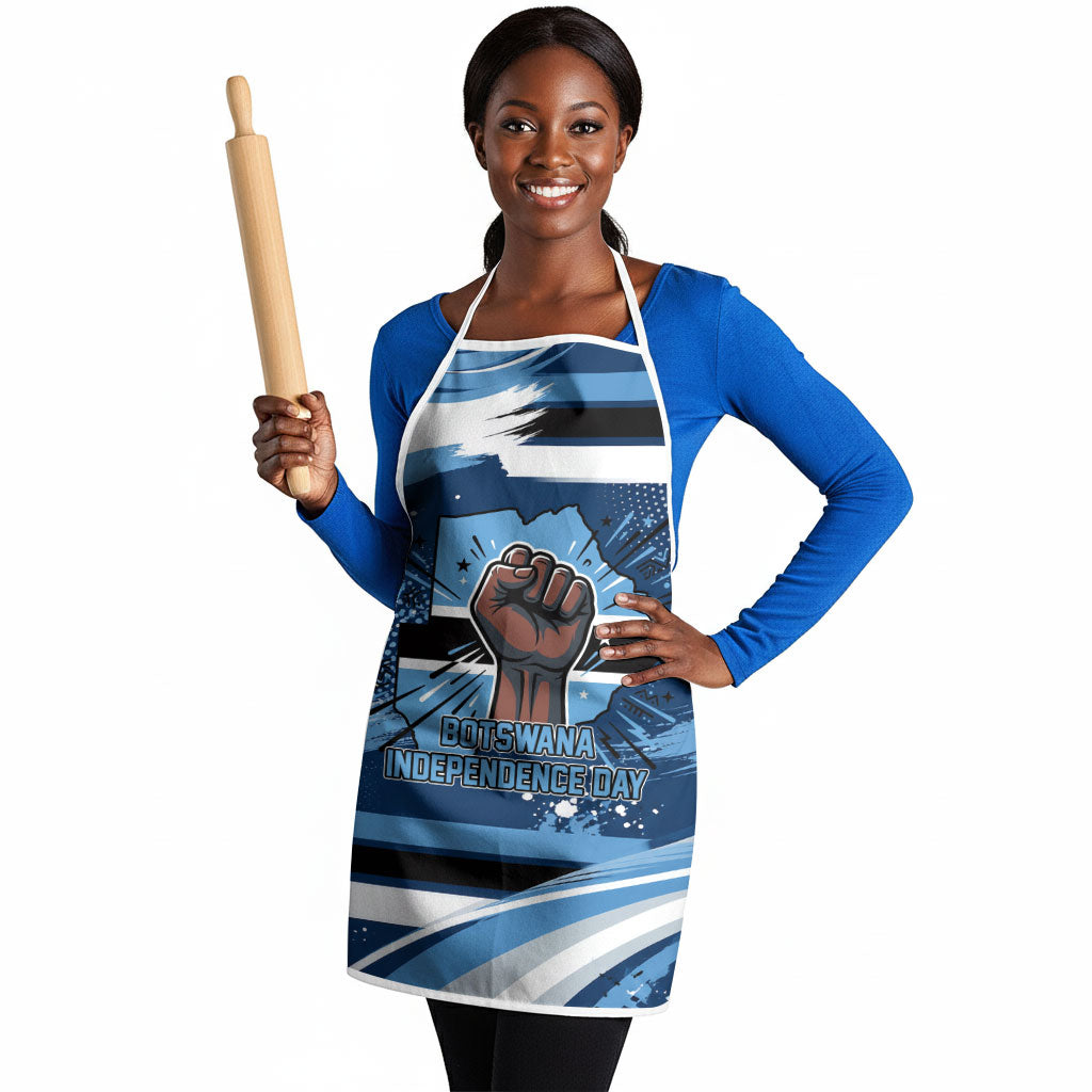 Botswana Independence Day Apron Raised Fist Map Graphic With National Coat Of Arms