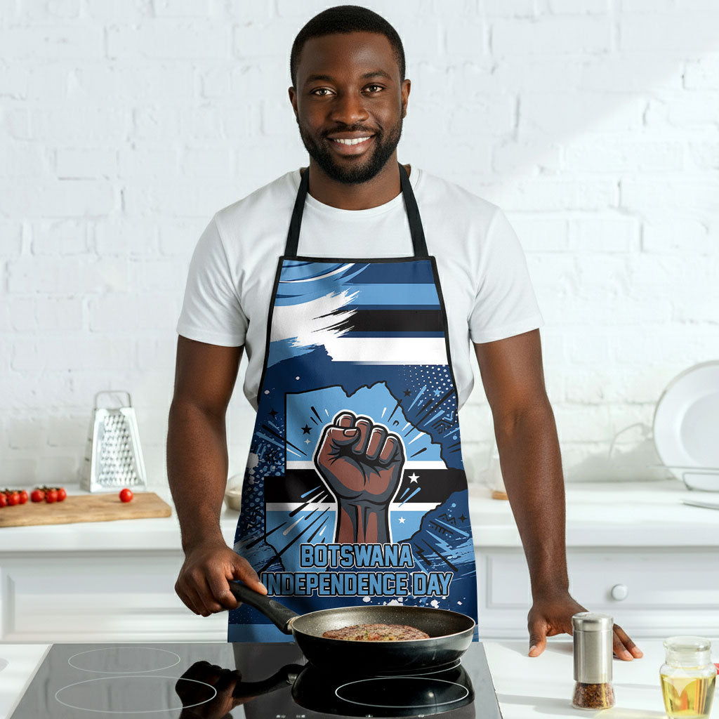 Botswana Independence Day Apron Raised Fist Map Graphic With National Coat Of Arms
