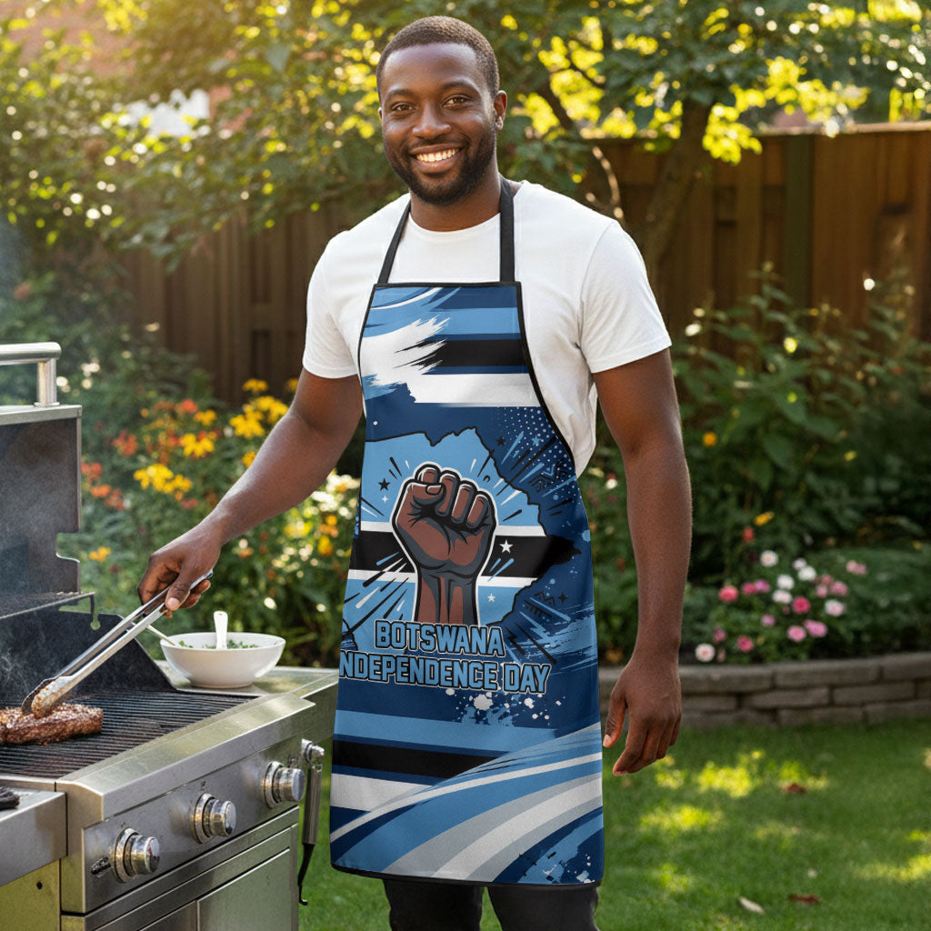 Botswana Independence Day Apron Raised Fist Map Graphic With National Coat Of Arms