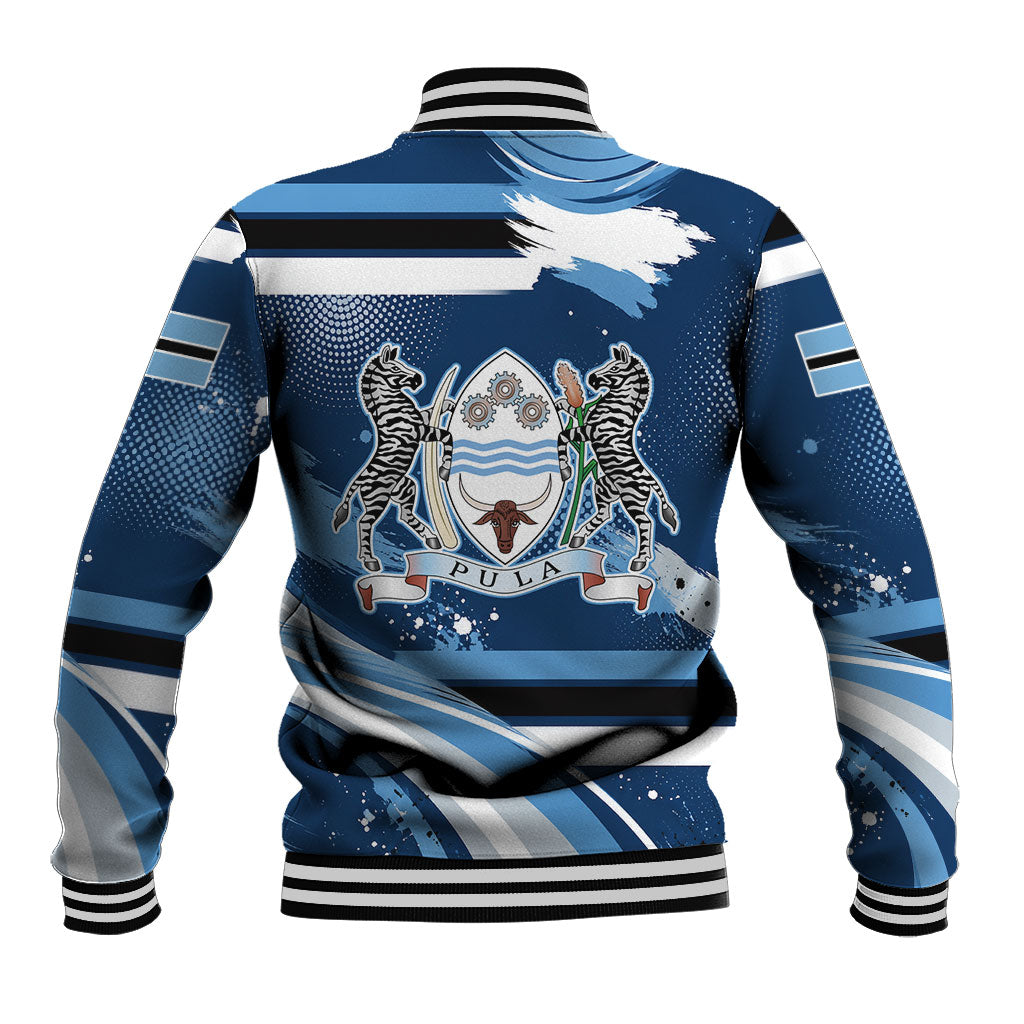 Botswana Independence Day Baseball Jacket Raised Fist Map Graphic With National Coat Of Arms