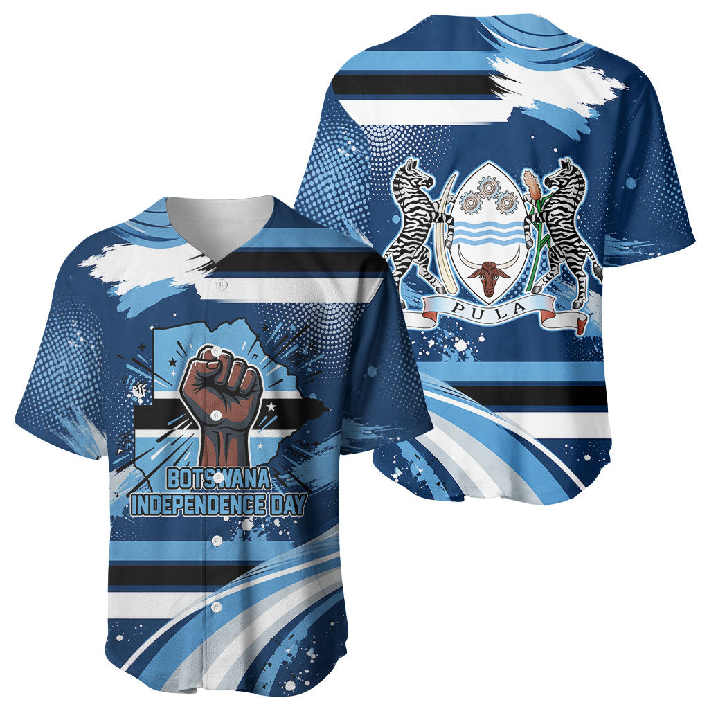 Botswana Independence Day Baseball Jersey Raised Fist Map Graphic With National Coat Of Arms