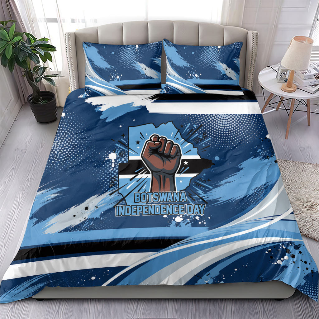 Botswana Independence Day Bedding Set Raised Fist Map Graphic With National Coat Of Arms