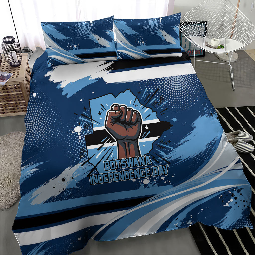 Botswana Independence Day Bedding Set Raised Fist Map Graphic With National Coat Of Arms