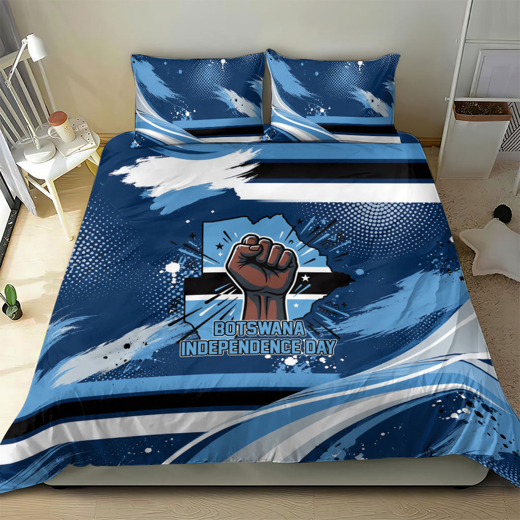 Botswana Independence Day Bedding Set Raised Fist Map Graphic With National Coat Of Arms