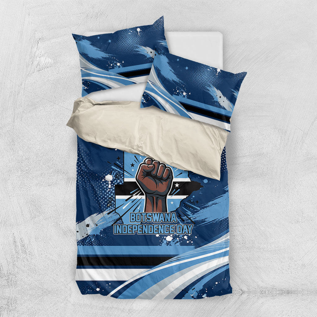 Botswana Independence Day Bedding Set Raised Fist Map Graphic With National Coat Of Arms