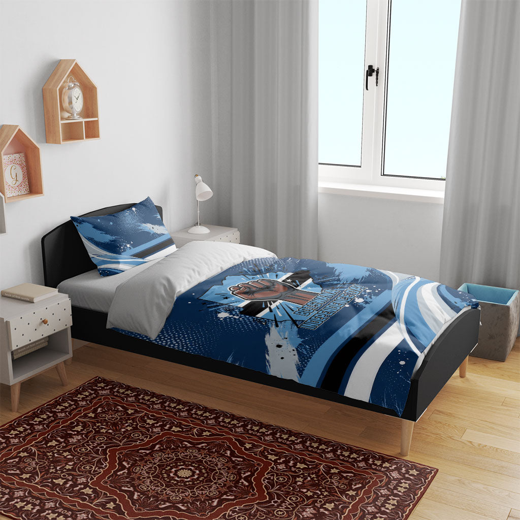 Botswana Independence Day Bedding Set Raised Fist Map Graphic With National Coat Of Arms