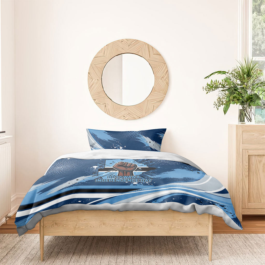Botswana Independence Day Bedding Set Raised Fist Map Graphic With National Coat Of Arms