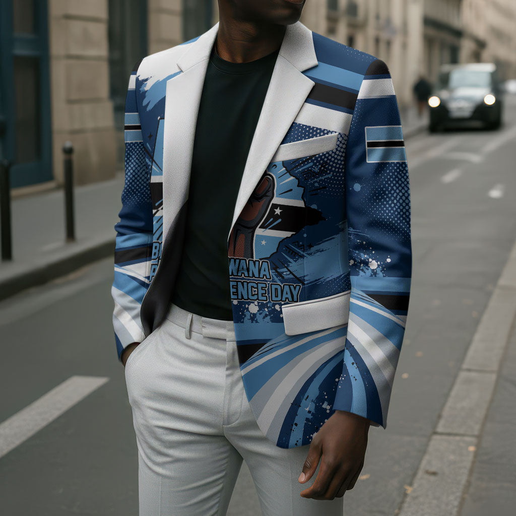 Botswana Independence Day Blazer Raised Fist Map Graphic With National Coat Of Arms