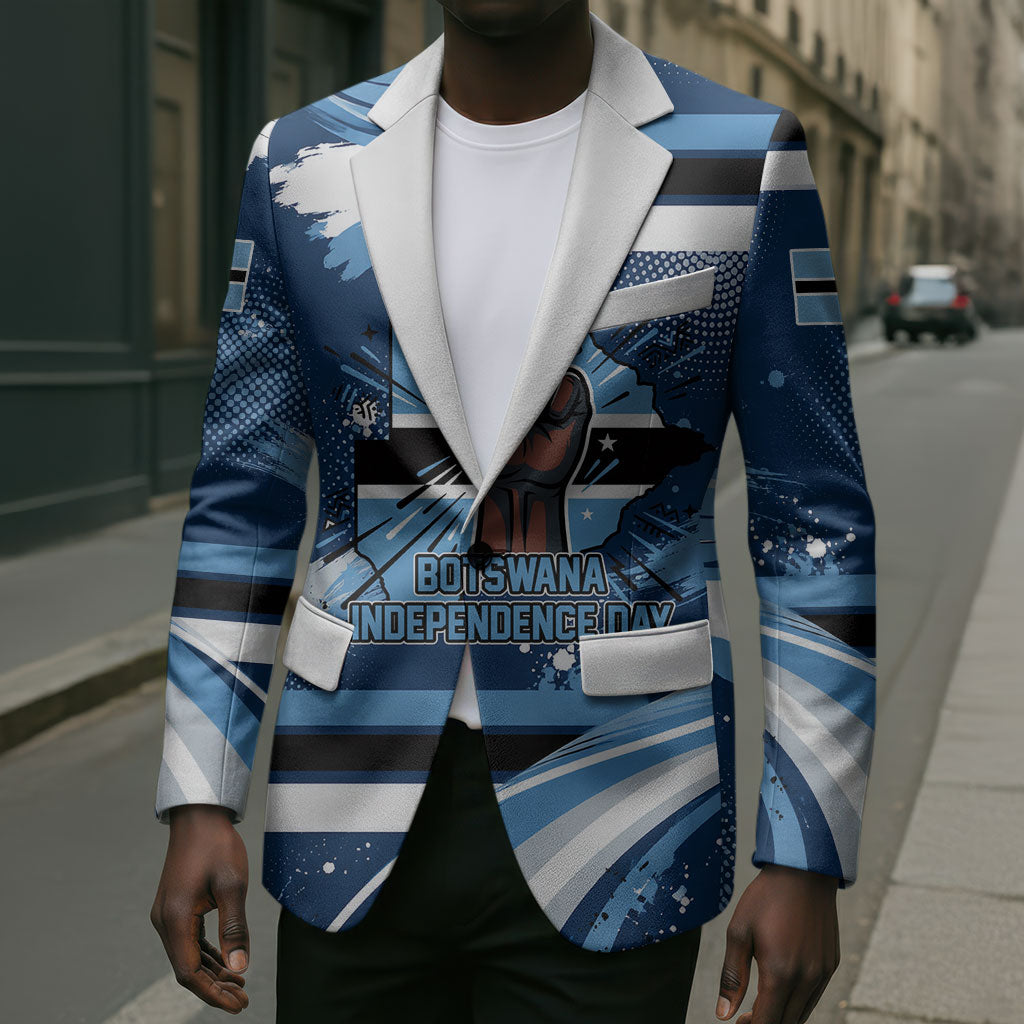 Botswana Independence Day Blazer Raised Fist Map Graphic With National Coat Of Arms