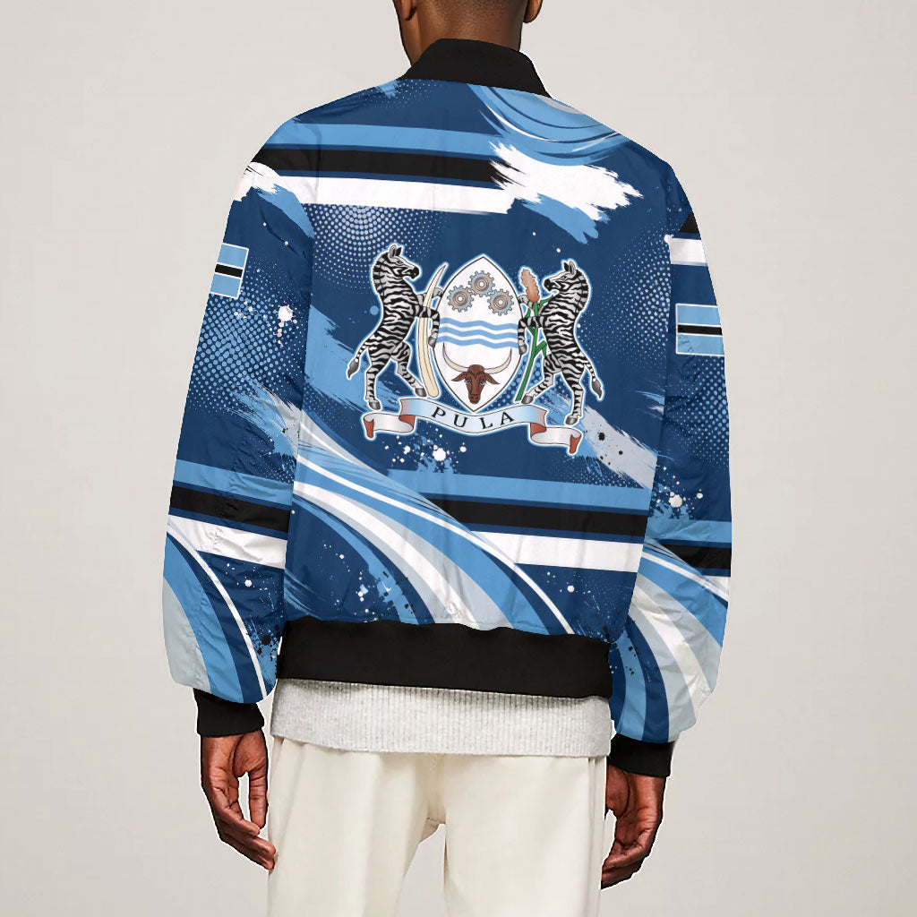 Botswana Independence Day Bomber Jacket Raised Fist Map Graphic With National Coat Of Arms