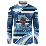 Botswana Independence Day Button Sweatshirt Raised Fist Map Graphic With National Coat Of Arms