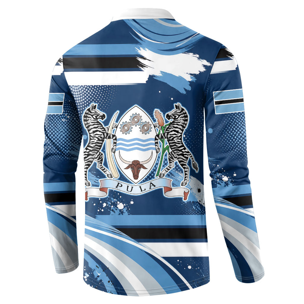 Botswana Independence Day Button Sweatshirt Raised Fist Map Graphic With National Coat Of Arms