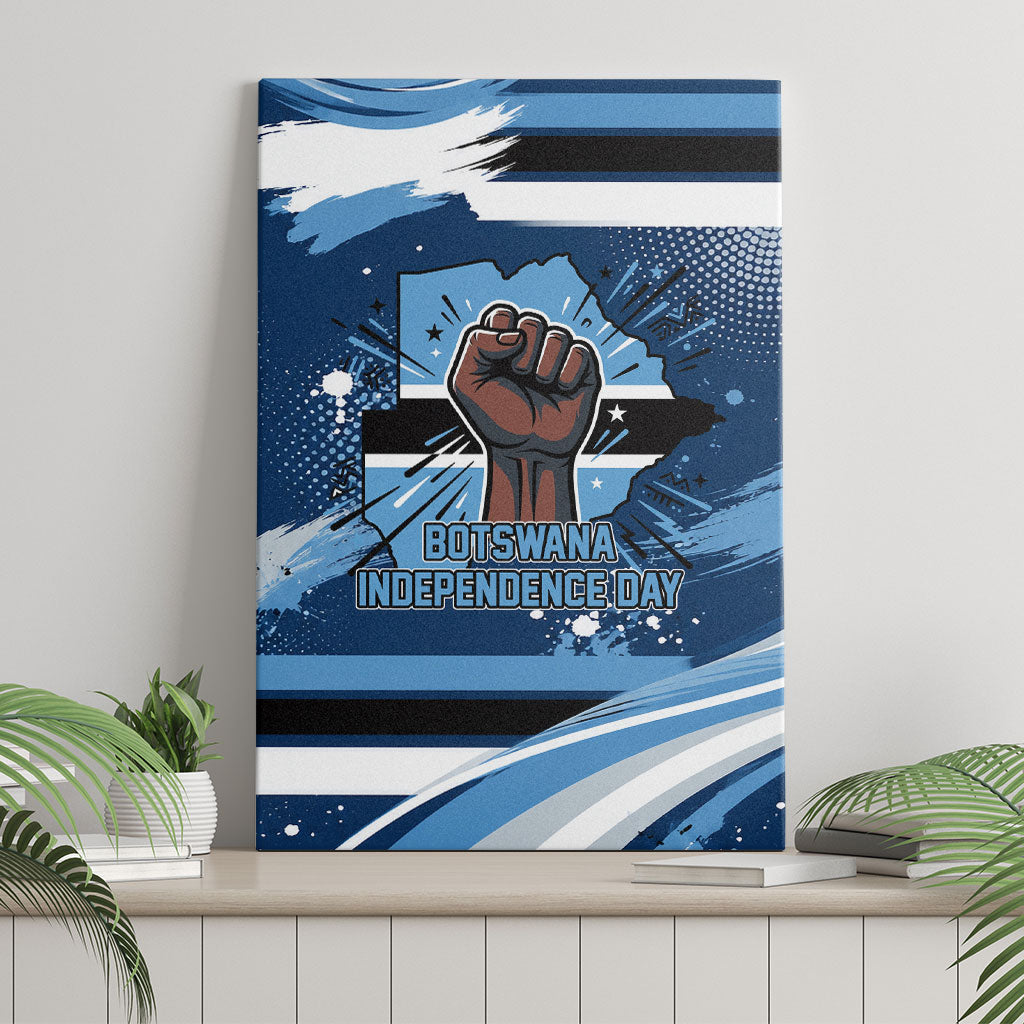 Botswana Independence Day Canvas Wall Art Raised Fist Map Graphic With National Coat Of Arms