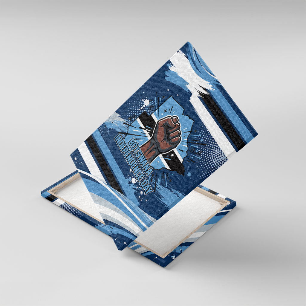 Botswana Independence Day Canvas Wall Art Raised Fist Map Graphic With National Coat Of Arms