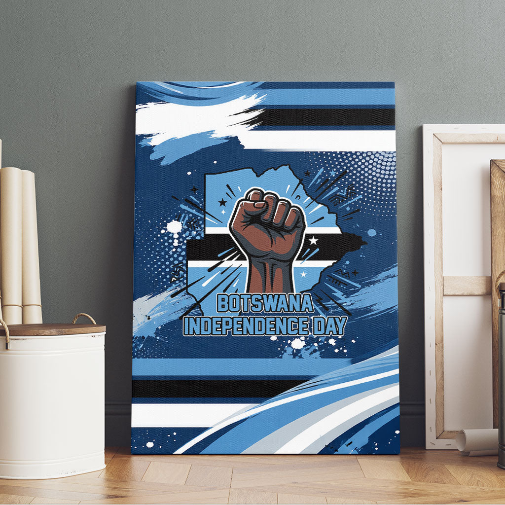 Botswana Independence Day Canvas Wall Art Raised Fist Map Graphic With National Coat Of Arms