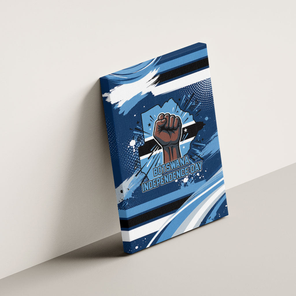 Botswana Independence Day Canvas Wall Art Raised Fist Map Graphic With National Coat Of Arms