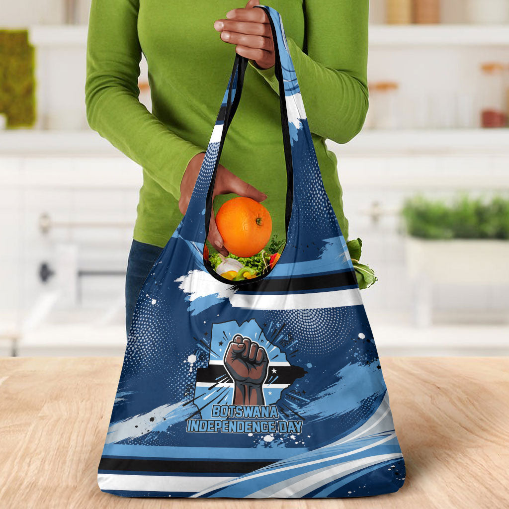 Botswana Independence Day Grocery Bag Raised Fist Map Graphic With National Coat Of Arms