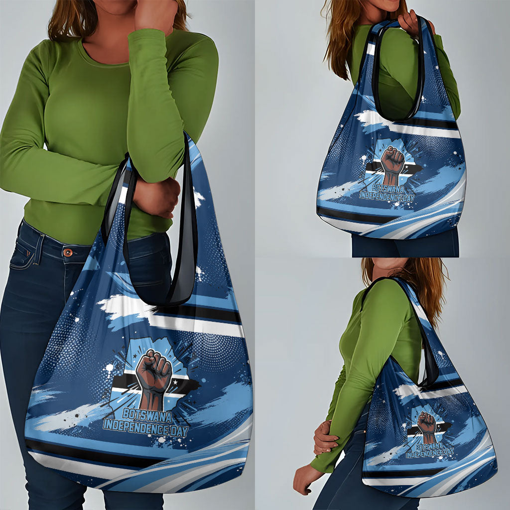 Botswana Independence Day Grocery Bag Raised Fist Map Graphic With National Coat Of Arms