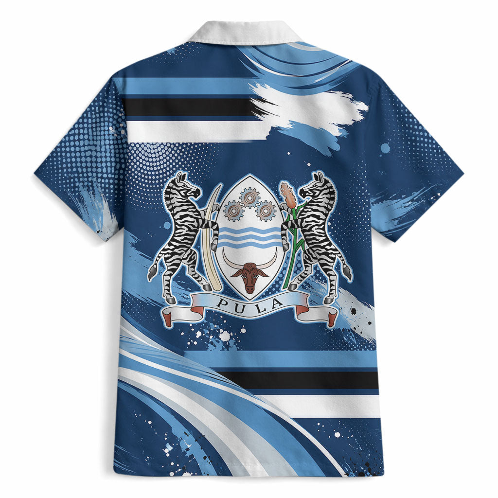 Botswana Independence Day Hawaiian Shirt Raised Fist Map Graphic With National Coat Of Arms
