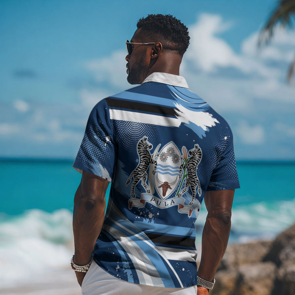 Botswana Independence Day Hawaiian Shirt Raised Fist Map Graphic With National Coat Of Arms