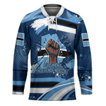 Botswana Independence Day Hockey Jersey Raised Fist Map Graphic With National Coat Of Arms