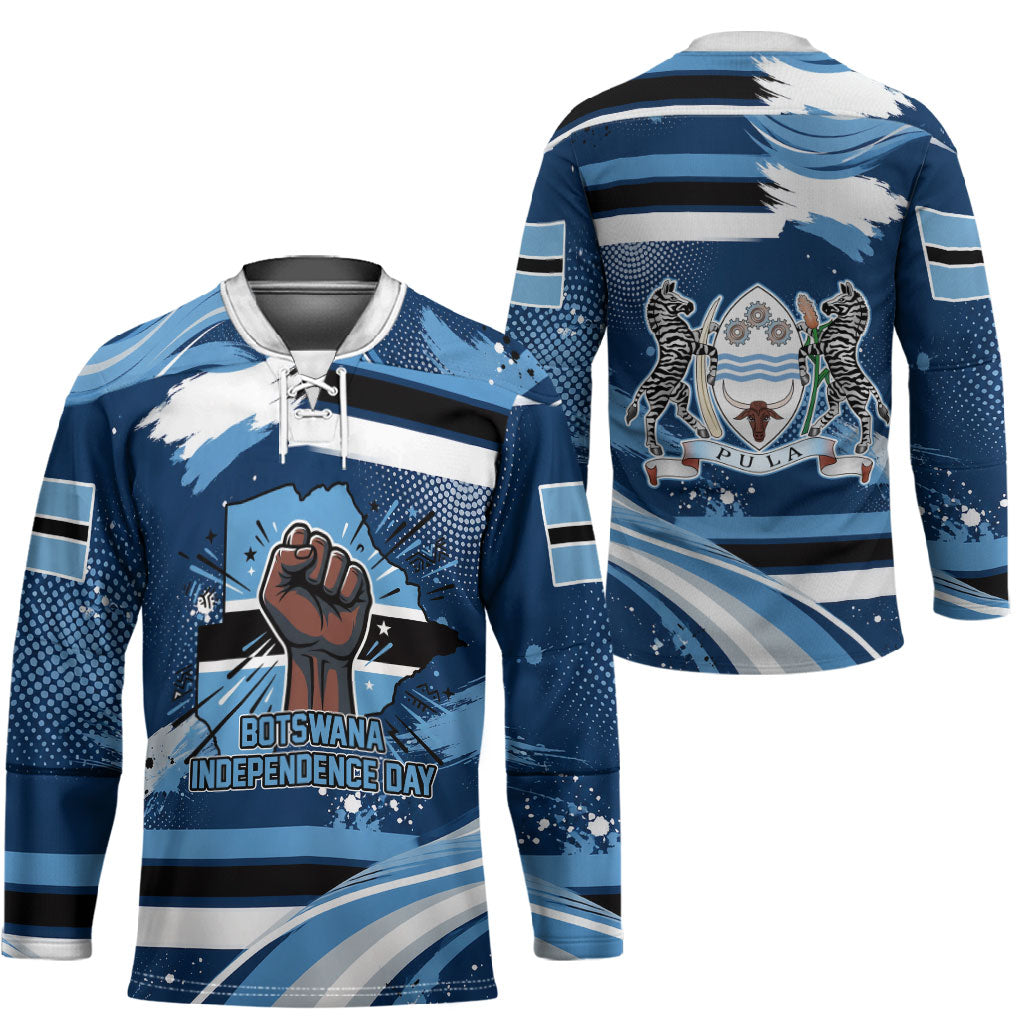 Botswana Independence Day Hockey Jersey Raised Fist Map Graphic With National Coat Of Arms