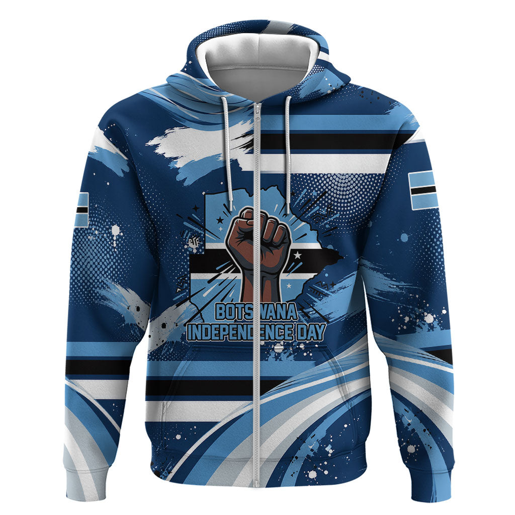Botswana Independence Day Hoodie Raised Fist Map Graphic With National Coat Of Arms