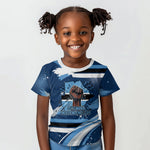 Botswana Independence Day Kid T shirt Raised Fist Map Graphic With National Coat Of Arms