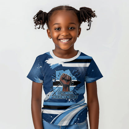 Botswana Independence Day Kid T shirt Raised Fist Map Graphic With National Coat Of Arms