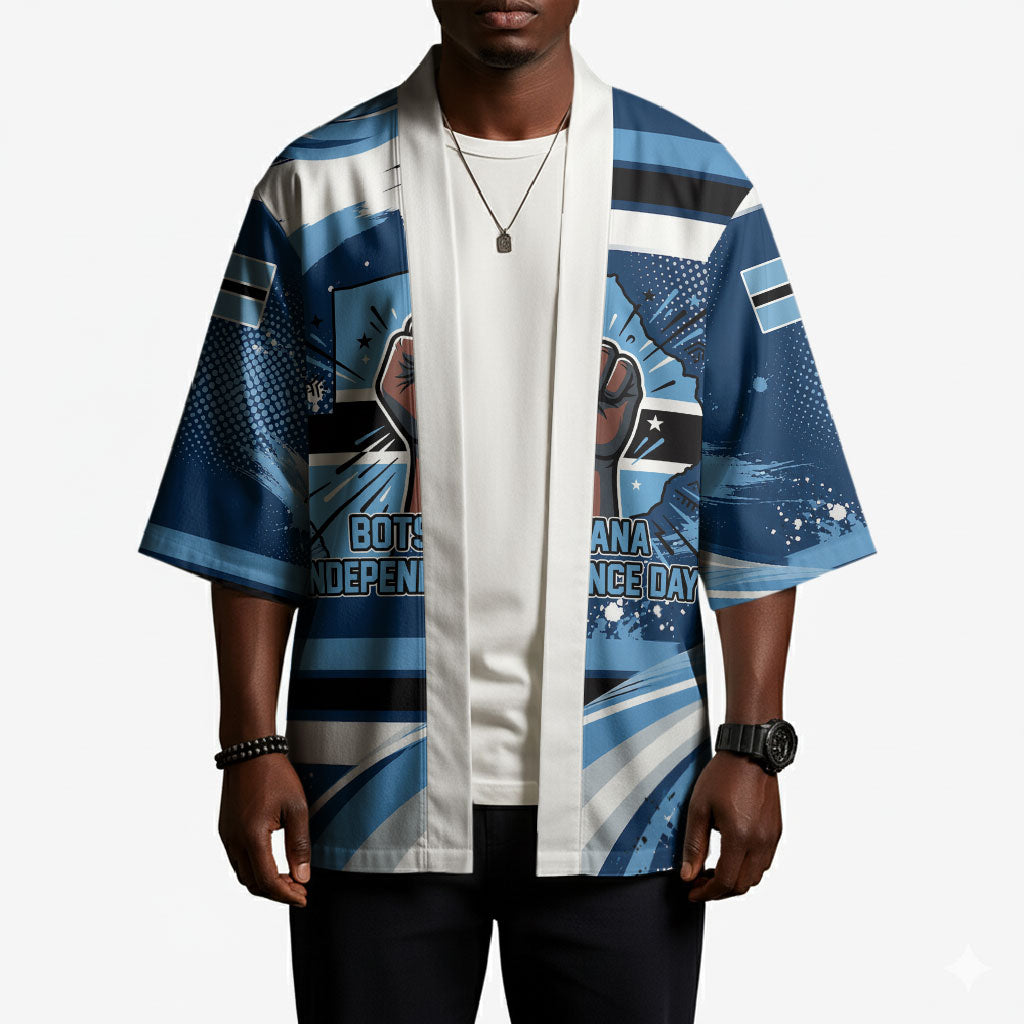Botswana Independence Day Kimono Raised Fist Map Graphic With National Coat Of Arms