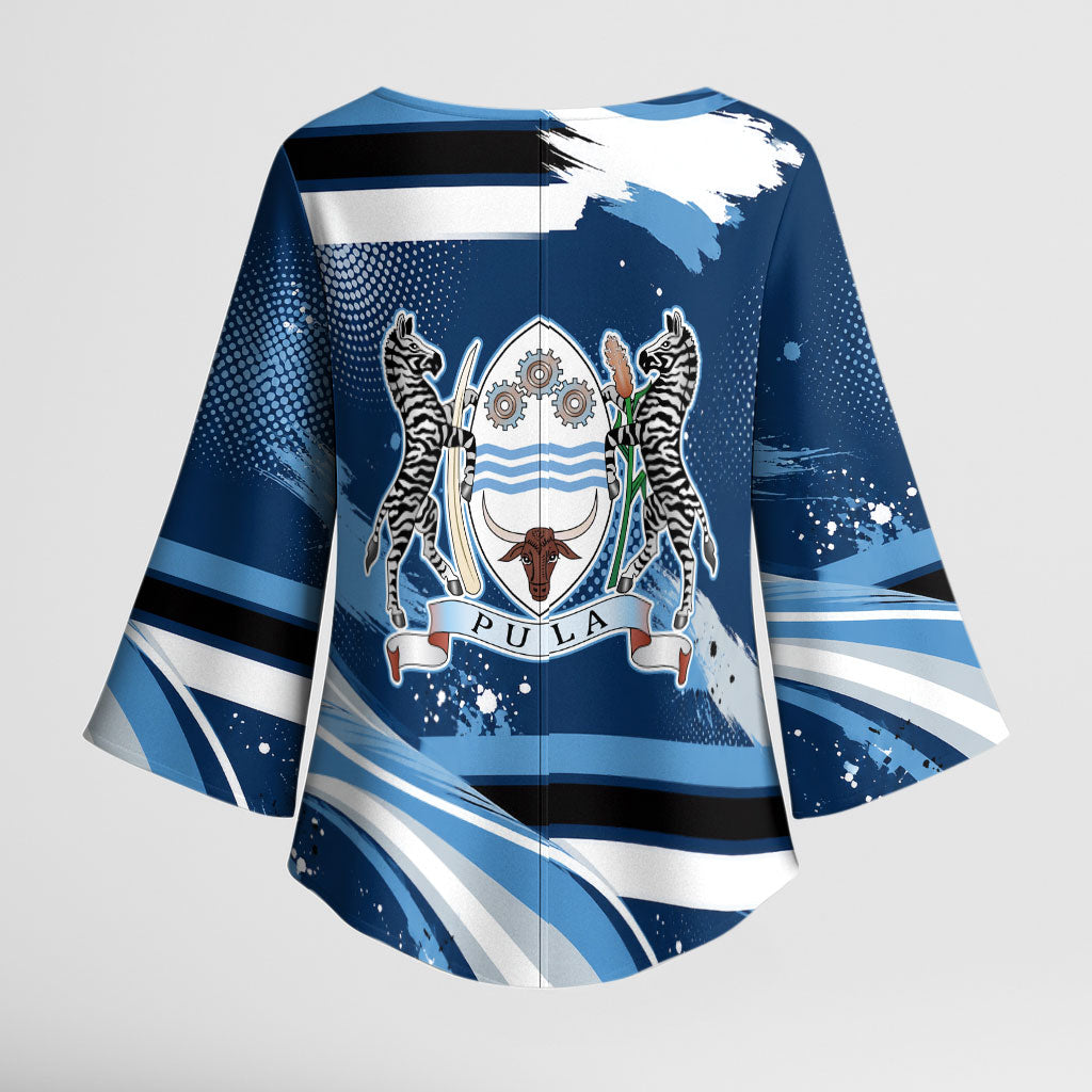 Botswana Independence Day Kimono Sleeve Blouse Raised Fist Map Graphic With National Coat Of Arms