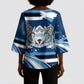 Botswana Independence Day Kimono Sleeve Blouse Raised Fist Map Graphic With National Coat Of Arms