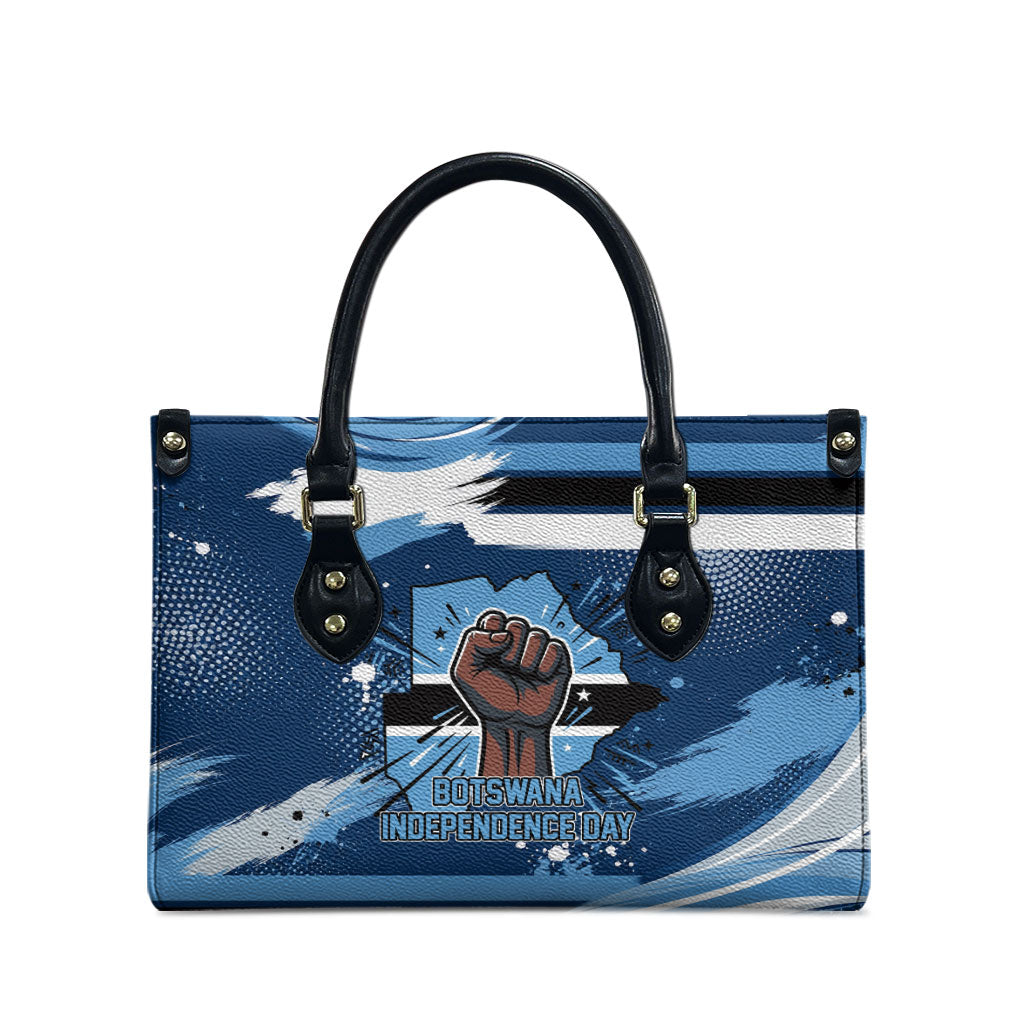 Botswana Independence Day Leather Bag Raised Fist Map Graphic With National Coat Of Arms