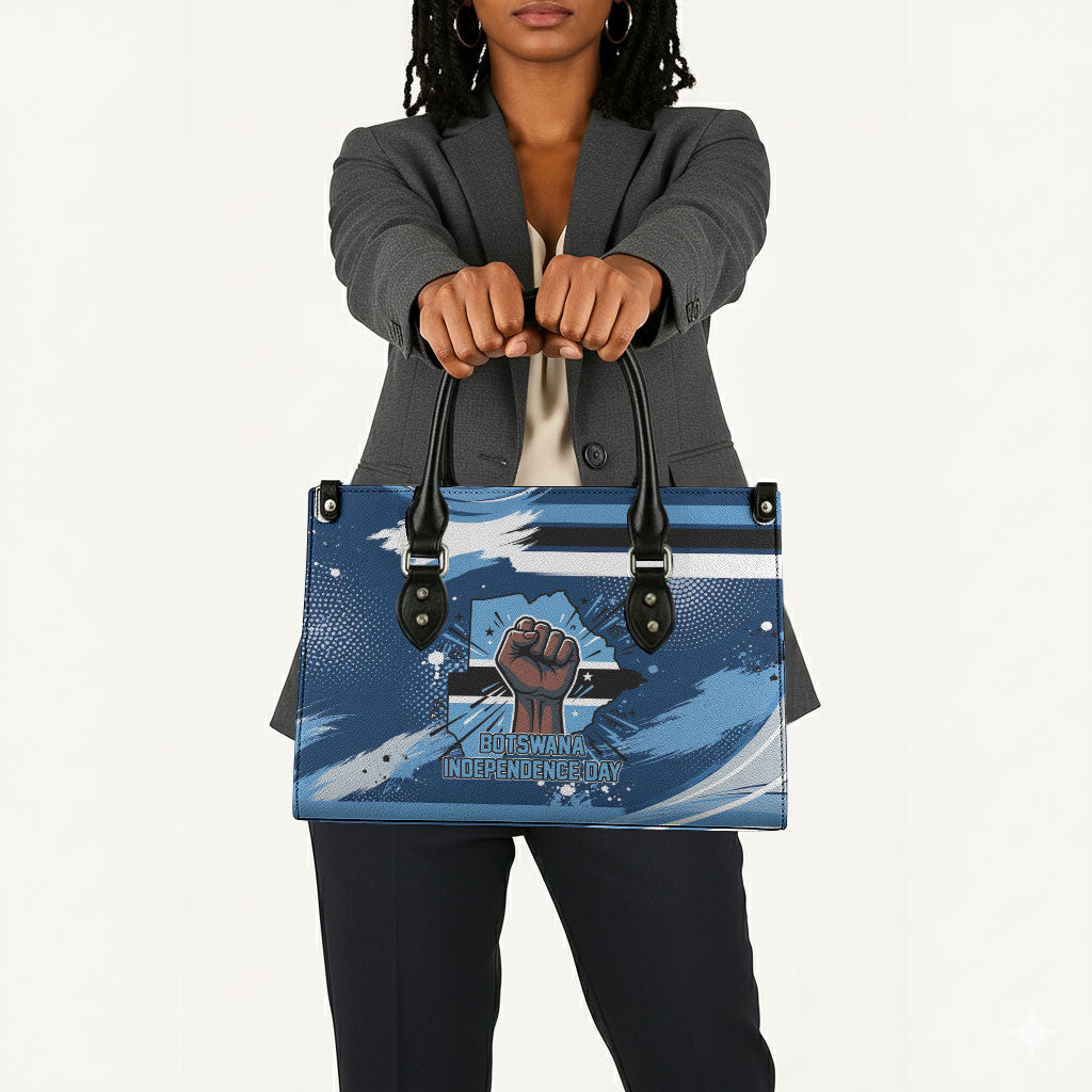 Botswana Independence Day Leather Bag Raised Fist Map Graphic With National Coat Of Arms