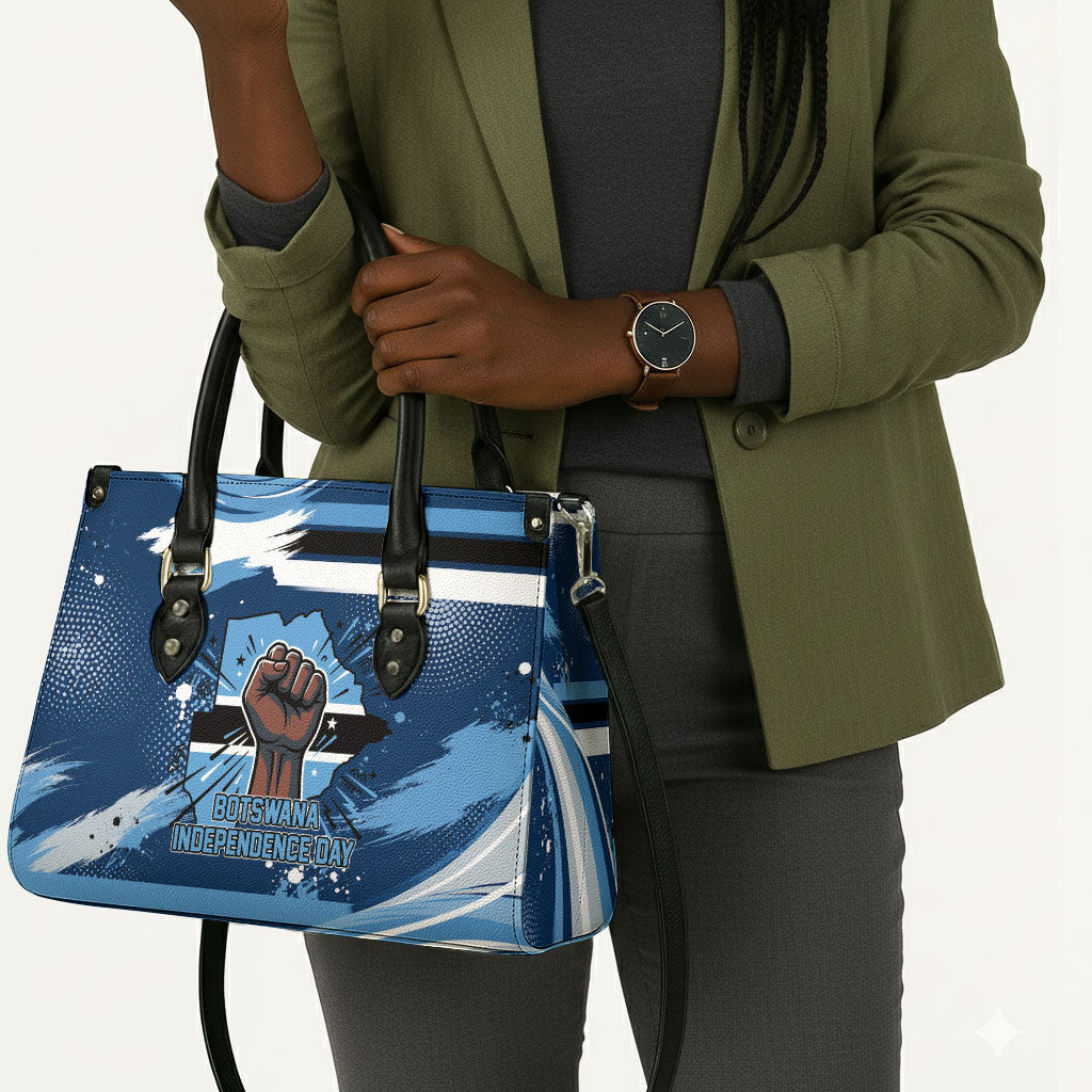 Botswana Independence Day Leather Bag Raised Fist Map Graphic With National Coat Of Arms