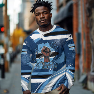 Botswana Independence Day Long Sleeve Shirt Raised Fist Map Graphic With National Coat Of Arms