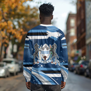 Botswana Independence Day Long Sleeve Shirt Raised Fist Map Graphic With National Coat Of Arms