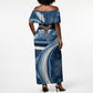 Botswana Independence Day Off Shoulder Maxi Dress Raised Fist Map Graphic With National Coat Of Arms