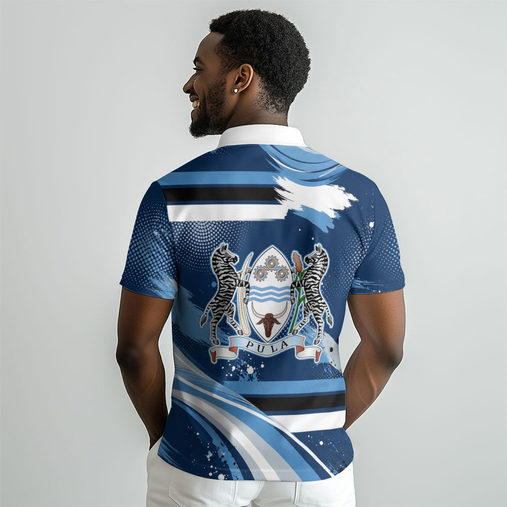 Botswana Independence Day Polo Shirt Raised Fist Map Graphic With National Coat Of Arms