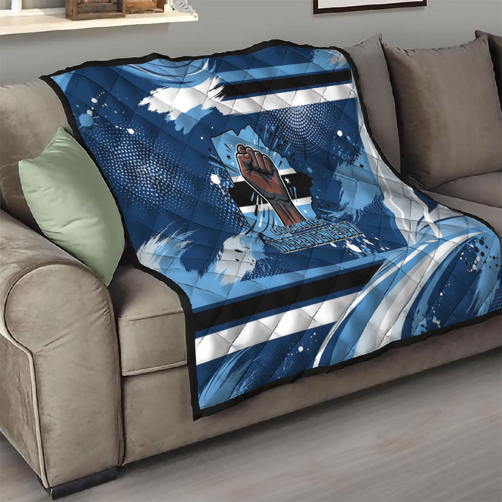 Botswana Independence Day Quilt Raised Fist Map Graphic With National Coat Of Arms
