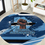 Botswana Independence Day Round Carpet Raised Fist Map Graphic With National Coat Of Arms