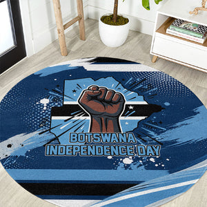 Botswana Independence Day Round Carpet Raised Fist Map Graphic With National Coat Of Arms