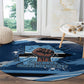 Botswana Independence Day Round Carpet Raised Fist Map Graphic With National Coat Of Arms