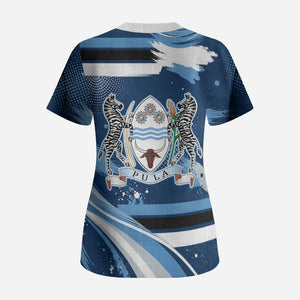 Botswana Independence Day Scrub Top Raised Fist Map Graphic With National Coat Of Arms