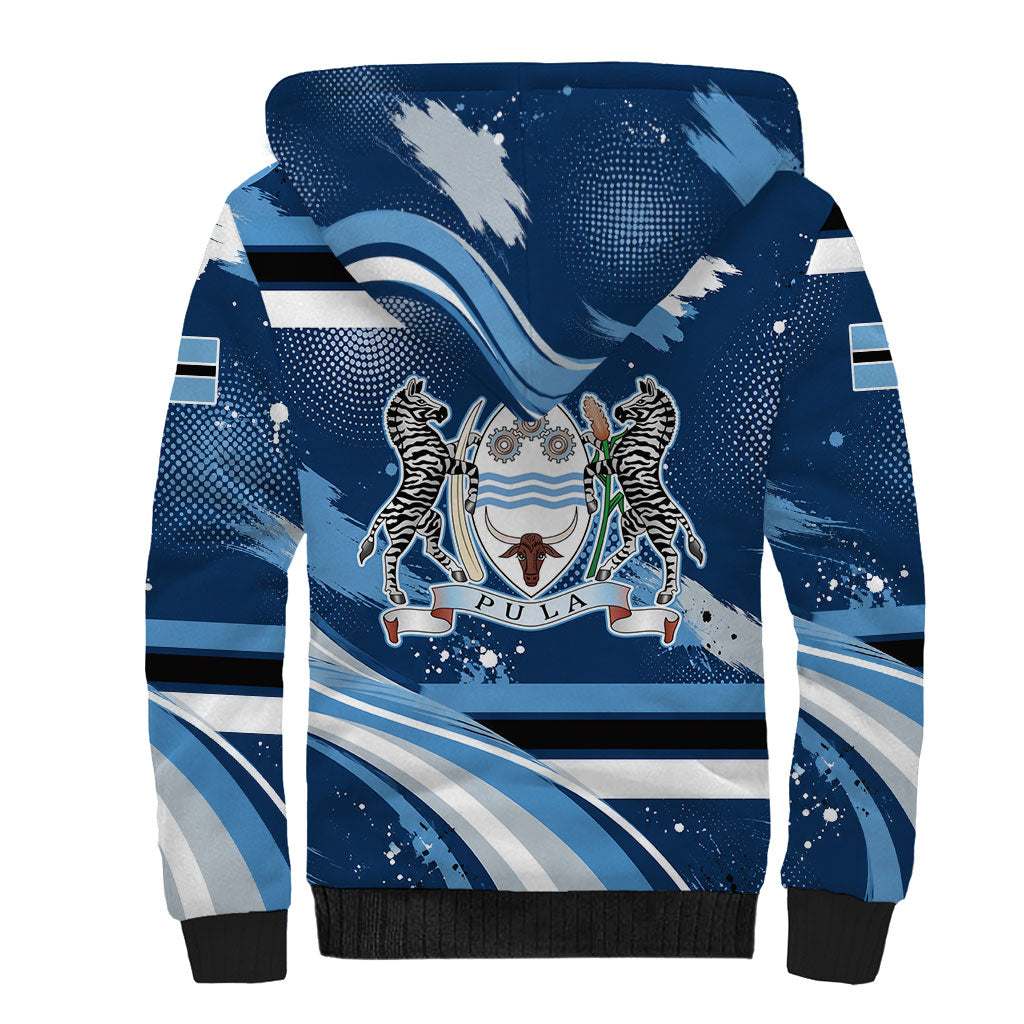 Botswana Independence Day Sherpa Hoodie Raised Fist Map Graphic With National Coat Of Arms