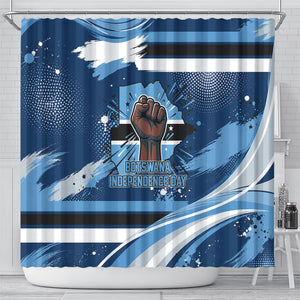 Botswana Independence Day Shower Curtain Raised Fist Map Graphic With National Coat Of Arms